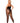 Opaque and Crochet Vertical Striped Footless Bodystocking - Queen Size - Black