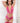 2 Pc Open Crotch Laced Teddy With Criss Cross Back and Garters - One Size - Raspberry Rose