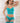 3 Pc Studded Bustier Top and Hiphugger Set With Garters - One Size - Neon Teal