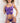 3 Pc Sheer Lace Garter Bustier With Thong and Stockings - One Size - Purple Luxe