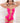 2 Pc Deep Plunge Strappy Teddy and Stockings - One Size - Glossy Pink