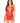 Red Lace and Net Mini Dress - With Dual Strap Detail - Os