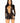 Seamless Cut Out Long Sleeve Mini Dress With Faux Lace Up Detail - One Size - Black
