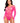 Rhinestone Snap Crotch Bodysuit - One Size - Neon Pink