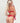 Two Piece Satin and Rhinestone Bra and Thong Set - Small - Red