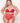 Rhinestone Studded Mesh Teddy With Marabou Trim - X-Large - Red