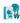 NIXIE Metal Butt Plug Set Pom Pom and Jewel-Inlaid Metallic Blue