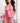 3pc Flyaway Babydoll Tie Front Garter Thong & Stockings Pink Ecstasy