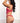 3pc Garter Top Bra With Ruffled Thong & Stockings Strawberry Lipstick