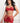 3pc Zipper Top With Garter Mini Skirt & Stockings Red Fiery