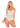 Floral Lace Halter Bodysuit with Mini Bow and Flutter Accent - White - One Size