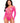 Leg Avenue Crystalized Long Sleeve Fishnet Thong Back Bodysuit with Snap Crotch - Neon Pink - One Size