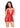 Leg Avenue Dotted Net and Lace Halter Mini Dress with Faux Lace-Up Open Back - Red - One Size