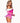 Leg Avenue Dreamy Princess Velvet Boned Crop Top with Jewel Accent, Garter Panty with Peplum Skirt, Removable Clear Straps, and Crown Headband - Pink - XSmall - 4 Piece