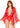 Leg Avenue Floral Lace Teddy with Adjustable Straps and Cheeky Thong Back, Matching Lace Robe with Scalloped Trim and Satin Tie - Red - Queen/XLarge/XXLarge - 3 Pieces