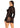 Leg Avenue Lace Keyhole Mini Dress with Opaque Panel Detailing and Gloved Sleeves - Black - One Size