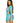 Leg Avenue Seamless Cut Long Sleeve Mini Dress with Faux Lace-Up Detail - Blue/Turquoise - One Size