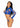 Leg Avenue Seamless Cut Out Long Sleeve Crop Top and G-String Panty - Blue/Royal Blue - One Size