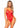 Leg Avenue Seamless Scroll Lace with Nearly Naked Strappy Back - Red - One Size