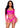 Leg Avenue Supreme Fence Net Long Sleeved Mini Dress - Neon Pink/Pink - One Size