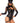 Leg Avenue Villainess Vixen Spandex Strappy Bodysuit with O-Ring Attached Garter and Matching Hooded Mask - Black - Large - 2 Piece