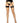 Leg Avenue Vinyl Garter Belt with Attached Fishnet Stockings and Matching G-String Panties - Black - Medium/Small - 2 Piece